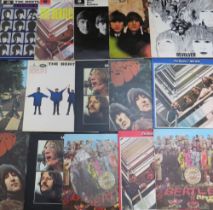 FOURTEEN BEATLES RECORDS TO INCLUDE HARD DAYS NIGHT MONO PMC 1230, Please Please Me Stereo, PCS