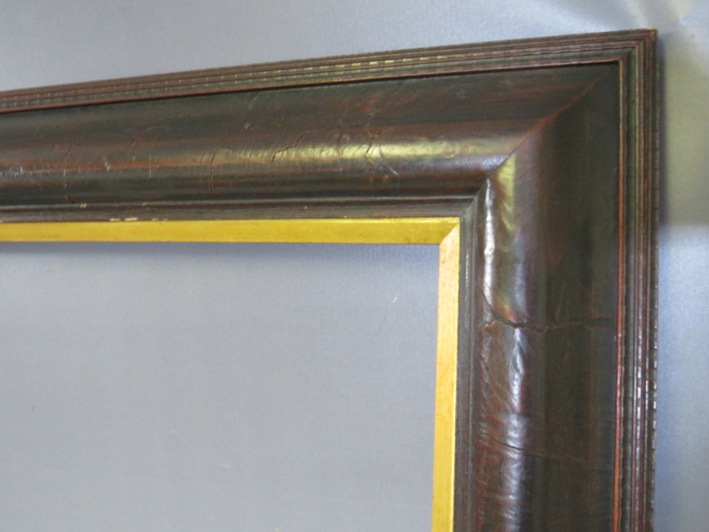 A LATE 19TH . EARLY 20TH CENTURY EBONISED DUTCH FRAME, with gold slip, frame W 10 cm, slip rebate 62 - Image 5 of 7