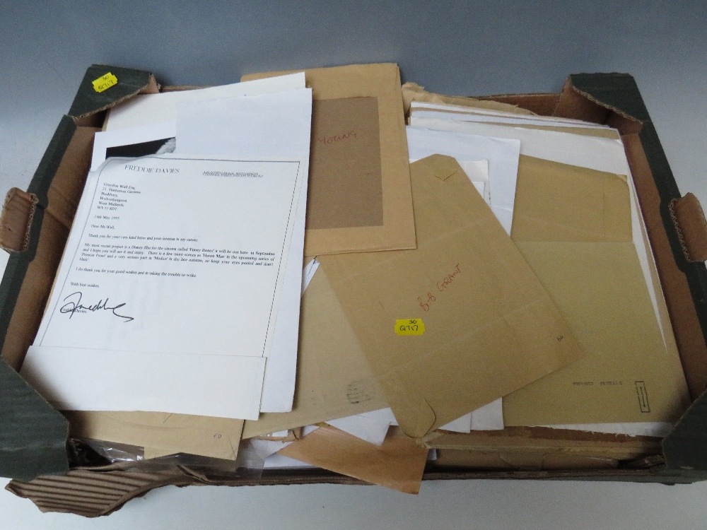 A TRAY OF AUTOGRAPHS AND PHOTOGRAPHS, LETTERS, CARD AND PAPER OF MAINLY FILM, THEATRE AND TELEVISION - Image 2 of 2