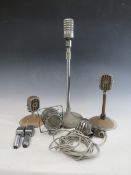 A COLLECTION OF VINTAGE MICROPHONES, to include a Reslo Ribbon example on cast stand, a BSR Type MCR
