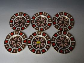 SIX ROYAL CROWN DERBY IMARI PATTERN SIDE PLATES, pattern no. 1128, Dia. 16 cm