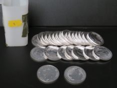 TWENTY FIVE x 2017 1oz .999 SILVER BRITANNICA COINS, in a Royal Mint plastic tube