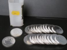 TWENTY FIVE x 2017 1oz .999 SILVER BRITANNICA COINS, in a Royal Mint plastic tube