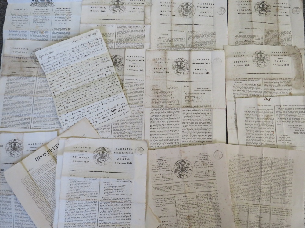 IONIAN ISLANDS INTEREST - AN ORIGINAL 1849 PRINTED PROCLAMATION ISSUED BY 'HENRY GEORGE WARD',