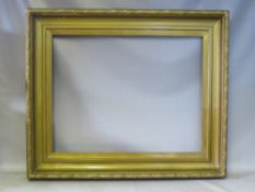 A 19TH CENTURY GOLD FRAME, with gold slip and leaf design to outer edge, having some restoration,