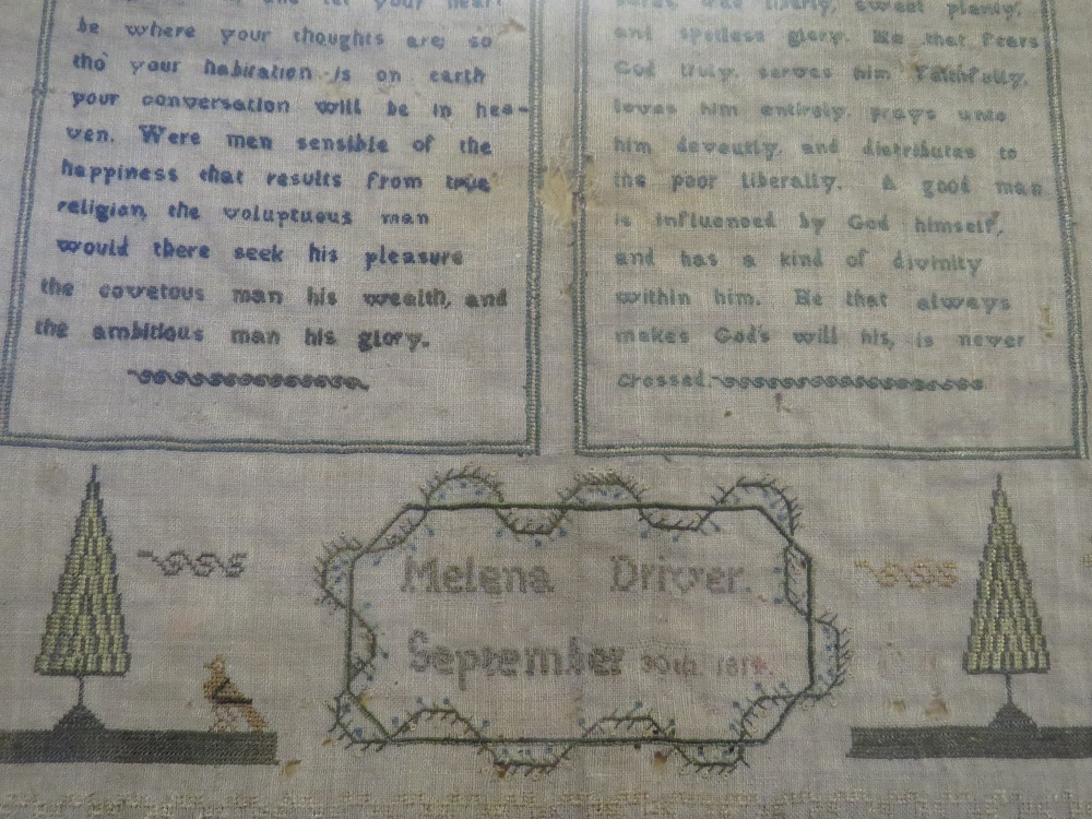 A SAMPLER BY MELENA DRIVER - SEPTEMBER 30th 1814, framed and glazed, 40 x 31 cm - Image 4 of 6