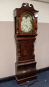 A MID VICTORIAN MAHOGANY CASED EIGHT DAY LONGCASE CLOCK WITH MOON ROLLING MECHANISM, the painted