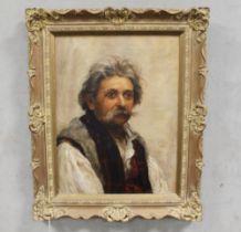 GERALDINE WHITACRE ALLEN (XIX). Portrait of a Russian man, signed right, oil on canvas, framed, 53 x