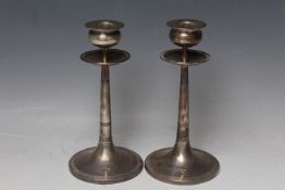 A PAIR OF HALLMARKED SILVER CANDLESTICK BY WALKER & HALL - SHEFFIELD 1908, having filled bases,