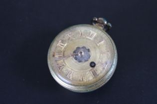 AN OPEN FACED VERGE POCKET WATCH BY JOHN E CORALL? OF WARWICK, having gold effect multi textured