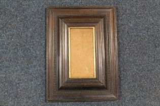 A 19TH CENTURY DUTCH EBONISED FRAME, with gold slip and glazed, frame W 11 cm, slip rebate 12 x 23.5