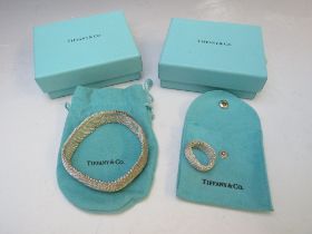 A TIFFANY & Co. 925 SILVER MESH BRACELET, together with a matching Tiffany & Co. silver mesh ring,