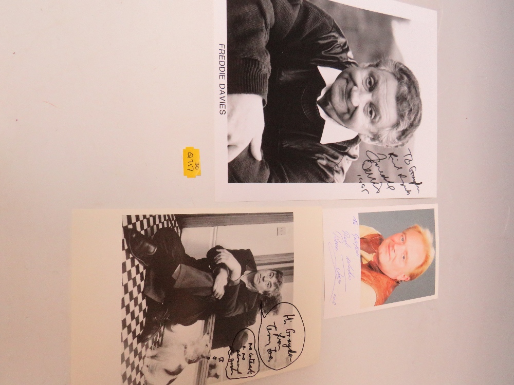 A TRAY OF AUTOGRAPHS AND PHOTOGRAPHS, LETTERS, CARD AND PAPER OF MAINLY FILM, THEATRE AND TELEVISION