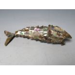 A MOTHER OF PEARL ARTICULATED FISH, L 20 cm