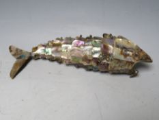 A MOTHER OF PEARL ARTICULATED FISH, L 20 cm