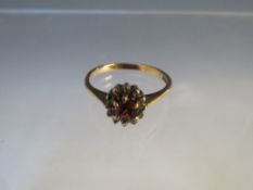 A HALLMARKED 9CT GOLD CITRINE AND DIAMOND DRESS RING, approximately 2.15 g, ring size O
