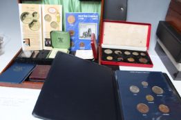 A 1950 SPECIMEN COIN SET, farthing - half crowns, in card presentation box, along with a quantity of