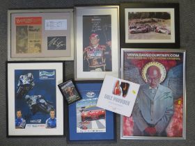 TWO SIGNED DAVE COURTNEY PICTURES, together with a selection of framed motor racing pictures to