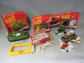 A COLLECTION OF FOUR BOXED AND TWO UNBOXED ACTION MAN ACTION FORCE VEHICLES, to include boxed Battle