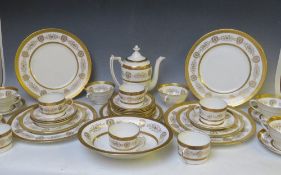 A COALPORT 'LADY ANNE' PART TEA AND DINNER SERVICE, comprising four dinner plates, four side plates,