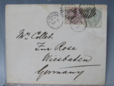 POSTAGE STAMPS - S.G. 193 1883 5d GREEN, together with SG 190, 2½ d lilac, on cover to Germany