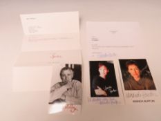 A TRAY OF AUTOGRAPHS AND PHOTOGRAPHS, LETTERS, CARD AND PAPER OF FILM, THEATRE AND TELEVISION STARS,