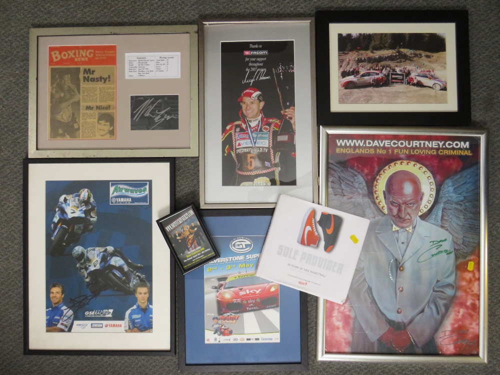 TWO SIGNED DAVE COURTNEY PICTURES, together with a selection of framed motor racing pictures to - Image 2 of 10