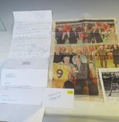 A TRAY OF AUTOGRAPHS AND PHOTOGRAPHS, LETTERS, CARD AND PAPER OF FOOTBALL AND CRICKET STARS, to