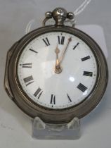 A HALLMARKED SILVER CASED VERGE POCKET WATCH - LONDON 1771, dial Dia. 3.5 cm