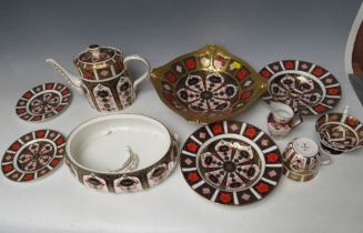 TEN ITEMS OF DAMAGED OR REPAIRED ROYAL CROWN DERBY CHINA, to include a coffee pot- H 18 cm having