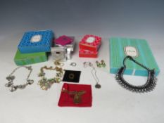 A COLLECTION OF BOXED 'STELLA & DOT' COSTUME JEWELLERY, to include a silver pendant locket, gemset