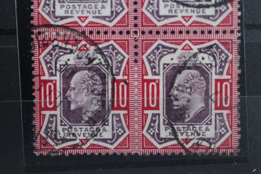 POSTAGE STAMPS - S.G. 254b KING EDWARD 10d DULL PURPLE AND CARMINE, a CDS used block of four, July - Image 3 of 3