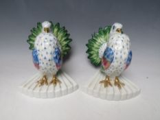 A PAIR OF PORTUGESE 'VISTA ALEGRE' PORCELAIN MODELS OF BIRDS, H 17 cm, (2)