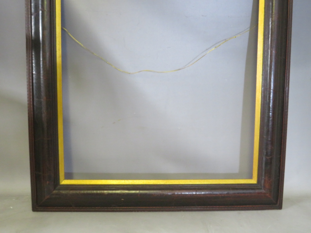 A LATE 19TH . EARLY 20TH CENTURY EBONISED DUTCH FRAME, with gold slip, frame W 10 cm, slip rebate 62 - Image 3 of 7