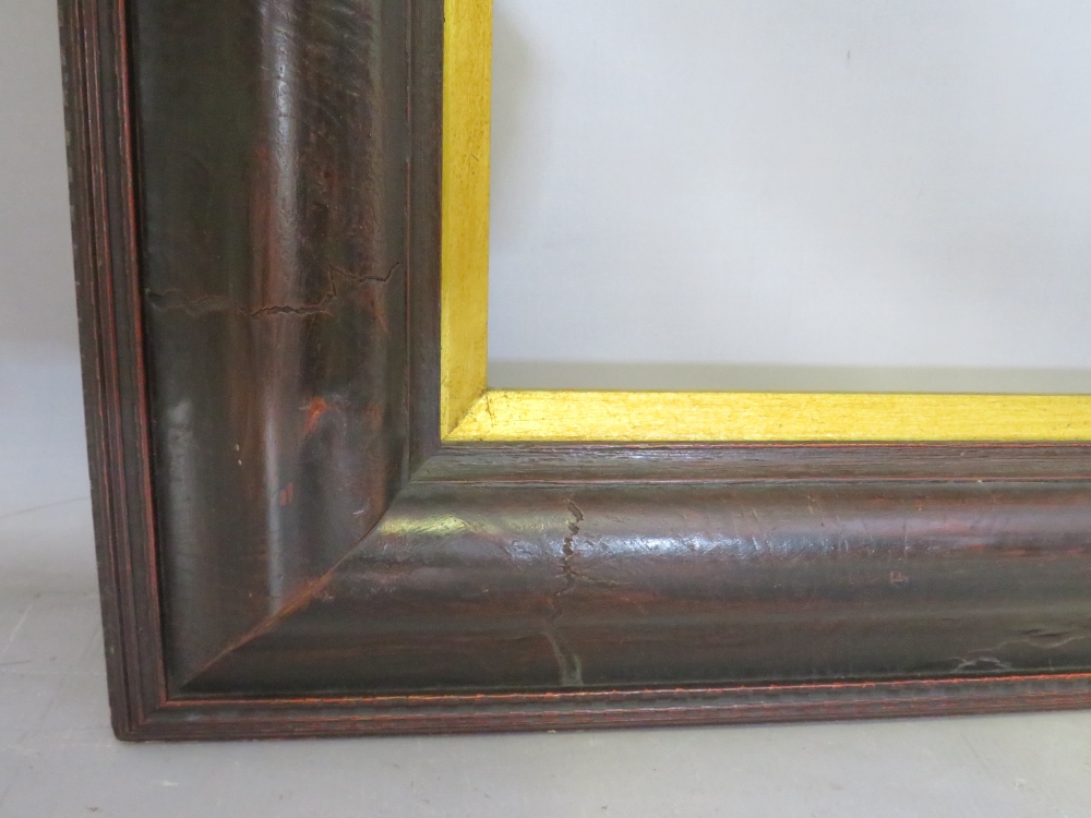 A LATE 19TH . EARLY 20TH CENTURY EBONISED DUTCH FRAME, with gold slip, frame W 10 cm, slip rebate 62 - Image 6 of 7