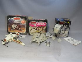THREE BOXED STAR WARS ITEMS TO INCLUDE RETURN OF THE JEDI SCOUT WALKER, Empire Strikes Back Battle