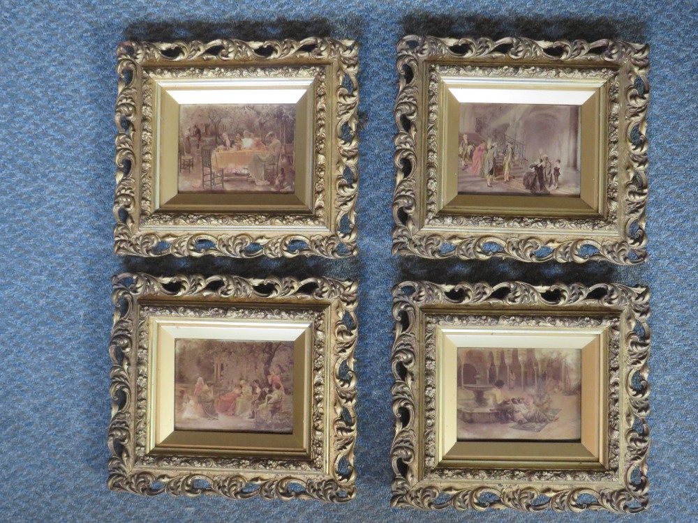 A SET OF FOUR 19TH CENTURY CRYSTOLEUMS, depicting figures in period settings, comprising one - Image 2 of 10