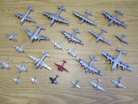 A COLLECTION OF VINTAGE DINKY AEROPLANES, to include flying boat, York. long range bomber, Viking