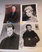 A TRAY OF AUTOGRAPHS AND PHOTOGRAPHS, LETTERS, CARD AND PAPER OF POP STARS AND GROUPS, to include