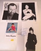 A TRAY OF AUTOGRAPHS AND PHOTOGRAPHS, LETTERS, CARD AND PAPER OF POP STARS, to include Kenny Rogers,
