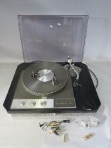 A GARRARD MODEL 401 TRANSCRIPTION TURNTABLE SET ON PRECUT MOTORBOARD & GRANITE BASE, the stylus