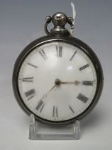 A LARGE HALLMARKED SILVER CASED VERGE POCKET WATCH - LONDON 1827, by Robert Mitchell, ferry boat