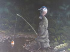 JOHN HIGGINGBOTTOM - aka JOHN SILVER (XX). Wedgwood artist, study of a kingfisher perched on a