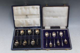TWO CASED SETS OF MODERN HALLMARKED SILVER COFFEE SPOONS, approx combined weight 120g