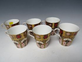 SIX ROYAL CROWN DERBY 1128 OLD IMARI PATTERN COFFEE CANS