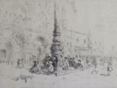 SIDNEY J. TUSHINGHAM (1184-1968). 'Children in The Piazza', see label verso, signed in pencil
