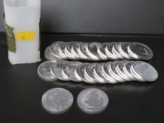 TWENTY FIVE x 2017 1oz .999 SILVER BRITANNICA COINS, in a Royal Mint plastic tube