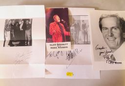 A TRAY OF AUTOGRAPHS AND PHOTOGRAPHS, LETTERS, CARD AND PAPER OF 1960s AND PRE 1960s POP STARS, to