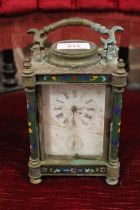 AN EARLY 20TH CENTURY CHINESE CLOISONNE ENAMEL CARRIAGE CLOCK, having a bell strike repeater