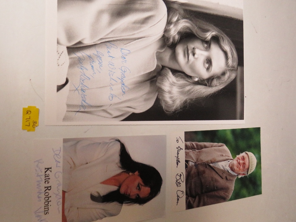 A TRAY OF AUTOGRAPHS AND PHOTOGRAPHS, LETTERS, CARD AND PAPER OF MAINLY FILM, THEATRE AND TELEVISION